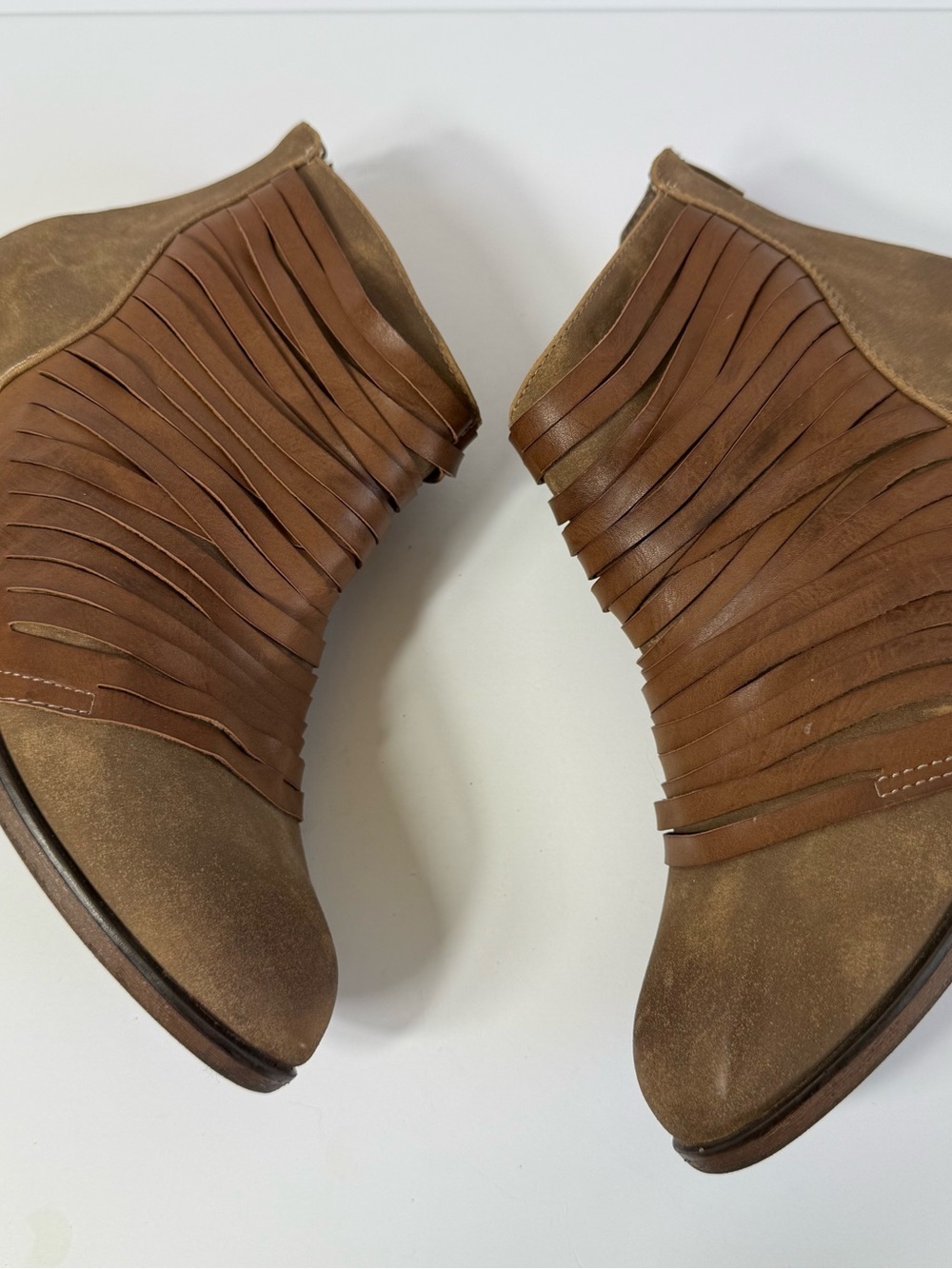 Pierre Dumas Brown Boho Strappy Block Heel Booties Women’s Size 8 - Picture 5 of 9
